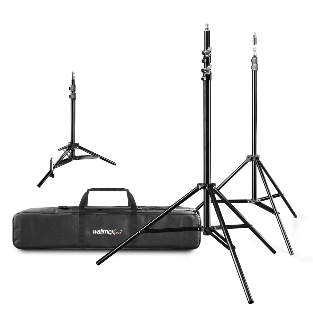 cavalletto fotografico Set 3 stativi per luci con borsa di trasporto, altezza max 256 cm, max 6 kg, per foto e video in studio e outdoor