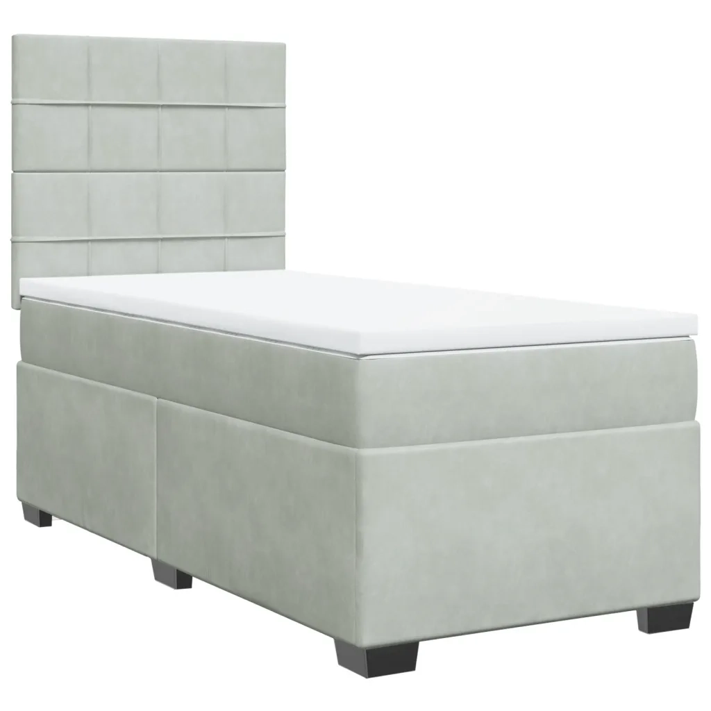 Giroletto a Molle con Materasso Grigio Chiaro 90x200 cm Velluto 3290810