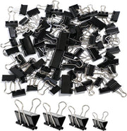 90 clip per filetti neri - 4 misure (15 mm/19 mm/25 mm/32 mm) - ideali per l'organizzazione di documenti, fatture, foto e snack