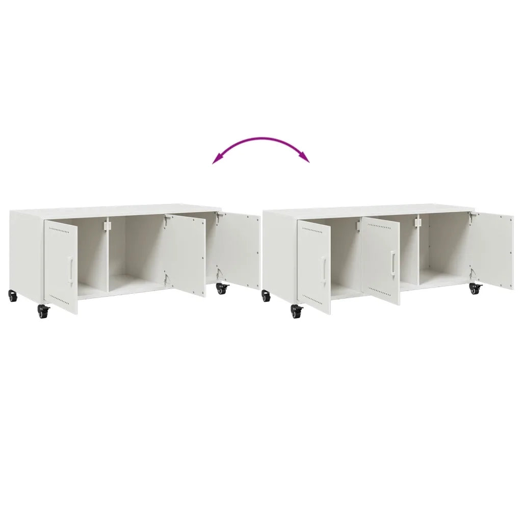 Mobile TV Bianco 100,5x39x43,5 cm in Acciaio Laminato a Freddo