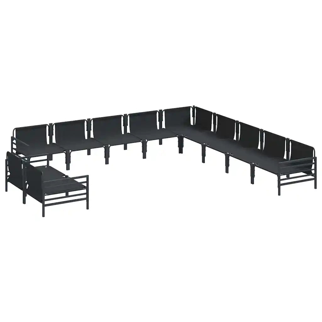 Set Divano da Giardino con cuscino 11 pcs Nero Acciaio 3379006