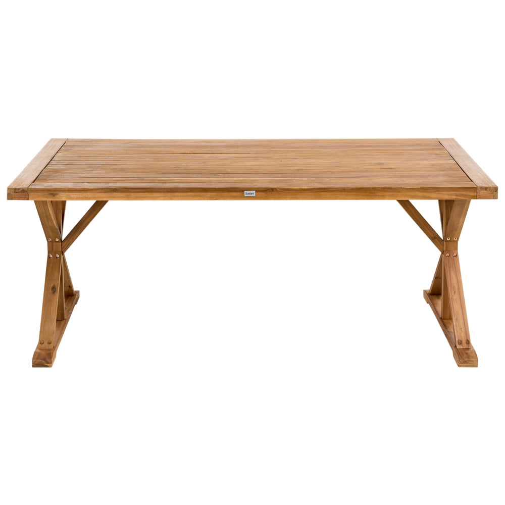 Tavolo da pranzo da giardino in legno di acacia marrone 180 x 90 cm per 6 persone all'aperto rettangolare in stile rustico