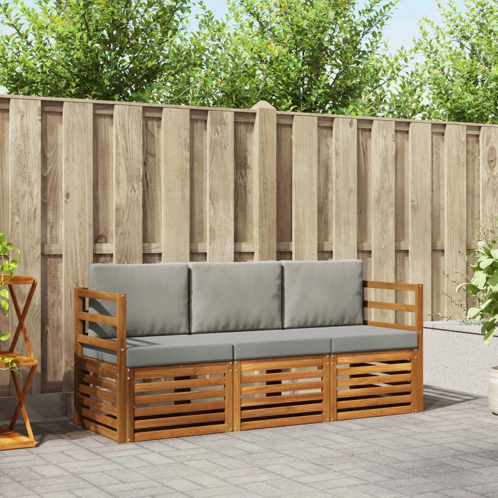 Set divani con cuscino 3 pcs Grigio Naturale e Chiaro
