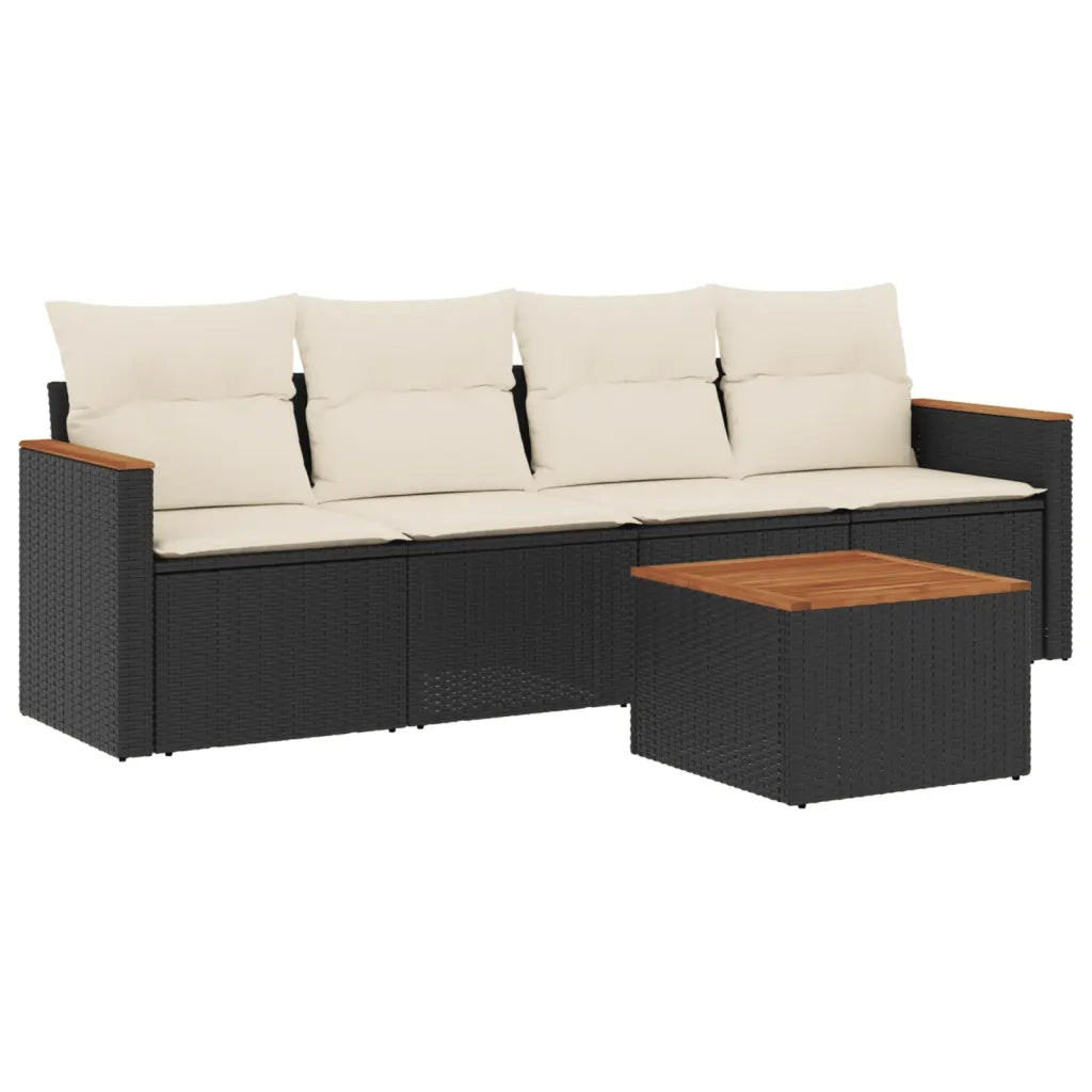 Set Divani da Giardino 5 pz con Cuscini in Polyrattan Nero 3258178