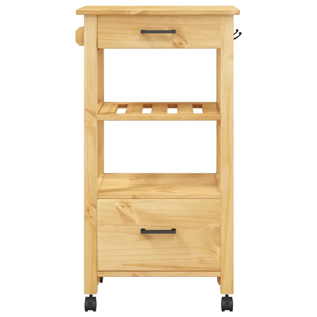 Carrello da Cucina-Scaffale per Cucina MONZA 48x40x88,5 cm in Legno Massello di Pino 621324