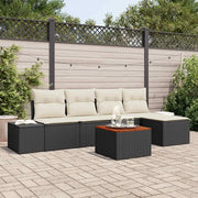 Set Divano da Giardino con cuscino 6 pcs Nero polyrattan 3347943