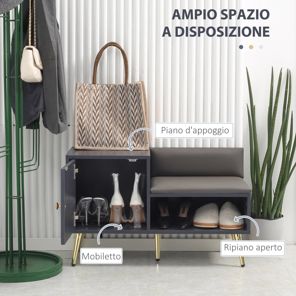 Scarpiera con Seduta e Armadietto ¨C zephmum ¨C Grigio, 80x33x49 cm