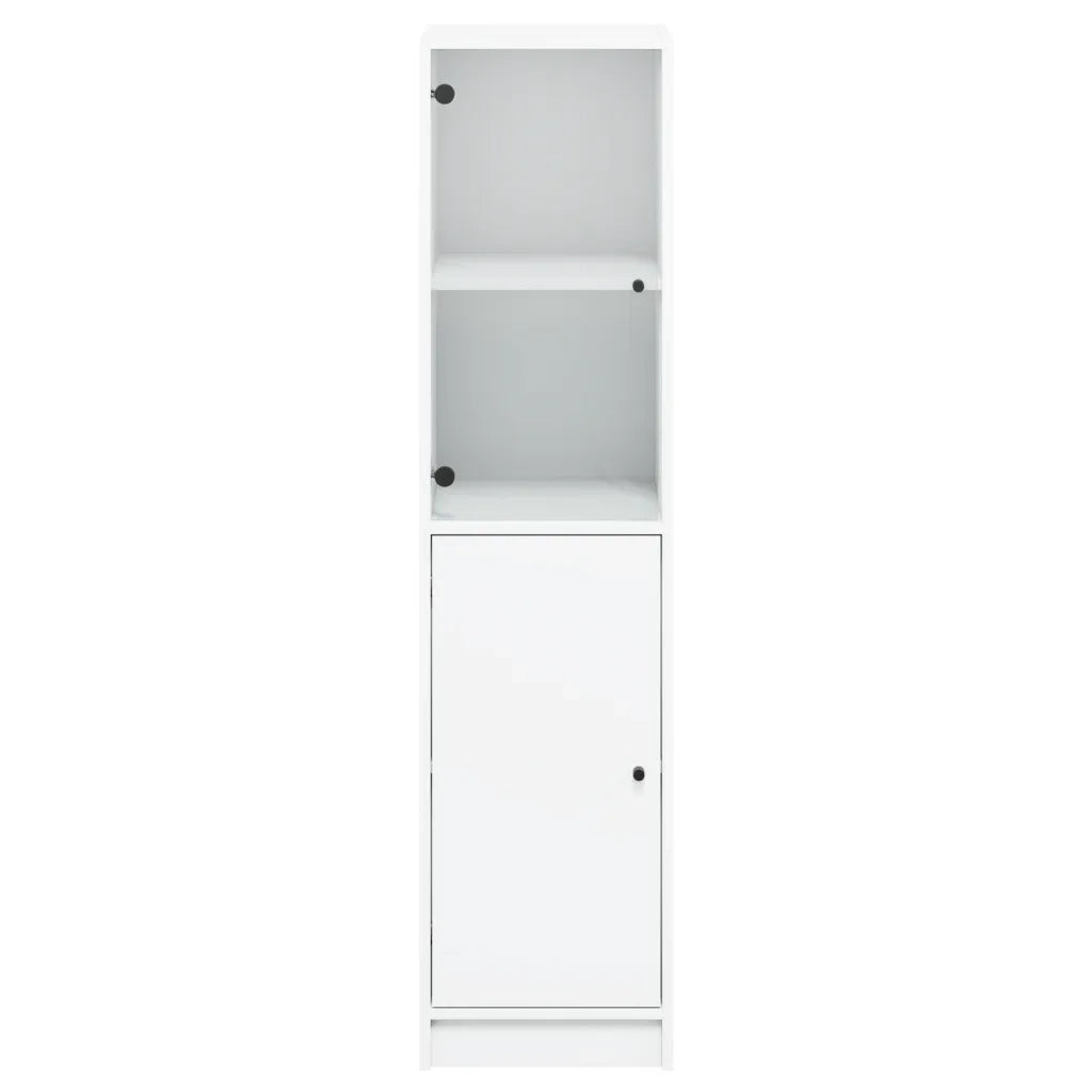 Credenza | Madia | Buffet da pranzo | Armadio da pranzo con Anta in Vetro Bianca 35x37x142 cm