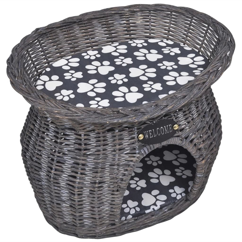Tiragraffi/cuccia con cuscino in salice grigio 02_0022786