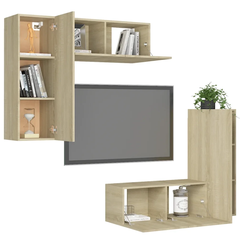 Set Porta TV 4 pz Rovere Sonoma in Truciolato cod mxl 11731