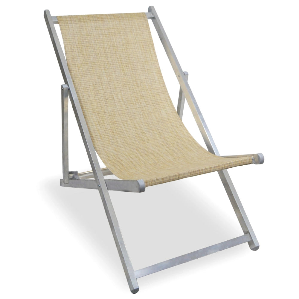 Sedia a Sdraio Alex in alluminio e textilene colore beige pieghevole da esterno