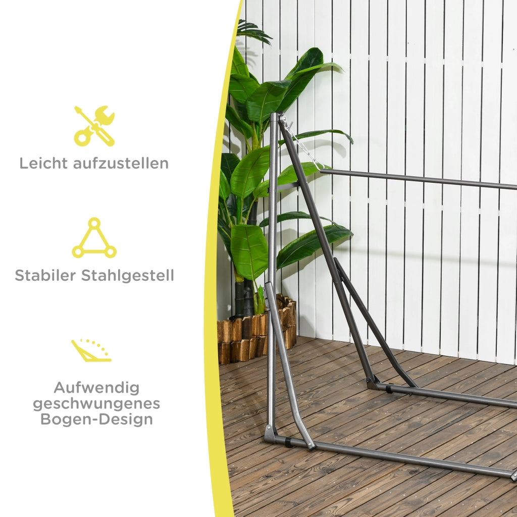 SUPPORTO AMACA 2 in 1 Pieghevole 290x92x88 cm Acciaio Nero