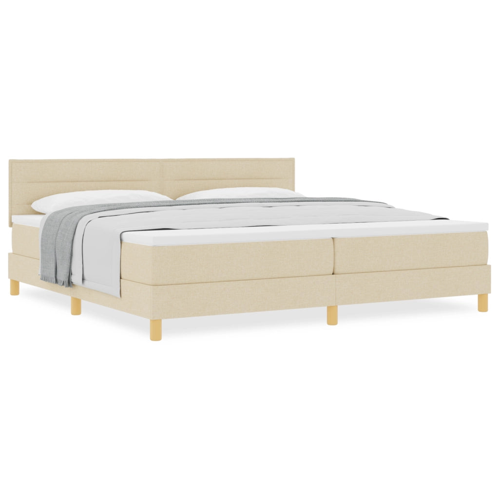 Letto a Rete con Materasso Crema 200x200 cm Tessuto