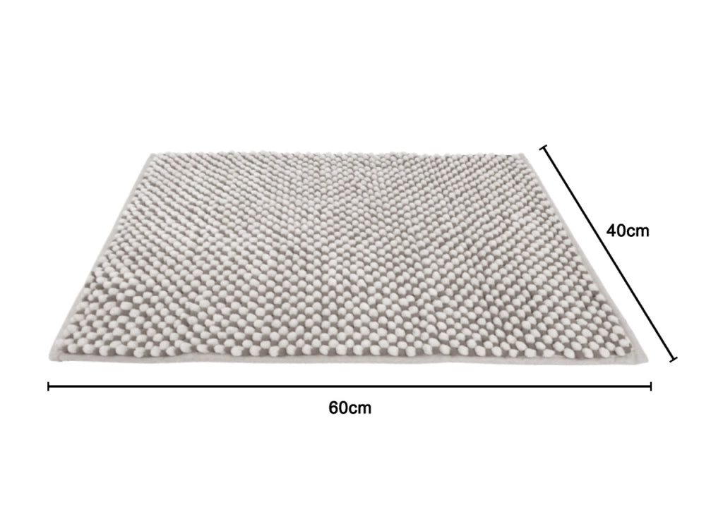 Tappeto Bagno Doccia Antiscivolo In Ciniglia Super Assorbente Modello Dots - 40x60 - Tortora