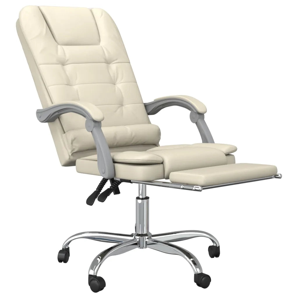 Poltrona da Ufficio Massaggiante | Sedia Relax Reclinabile Crema Similpelle