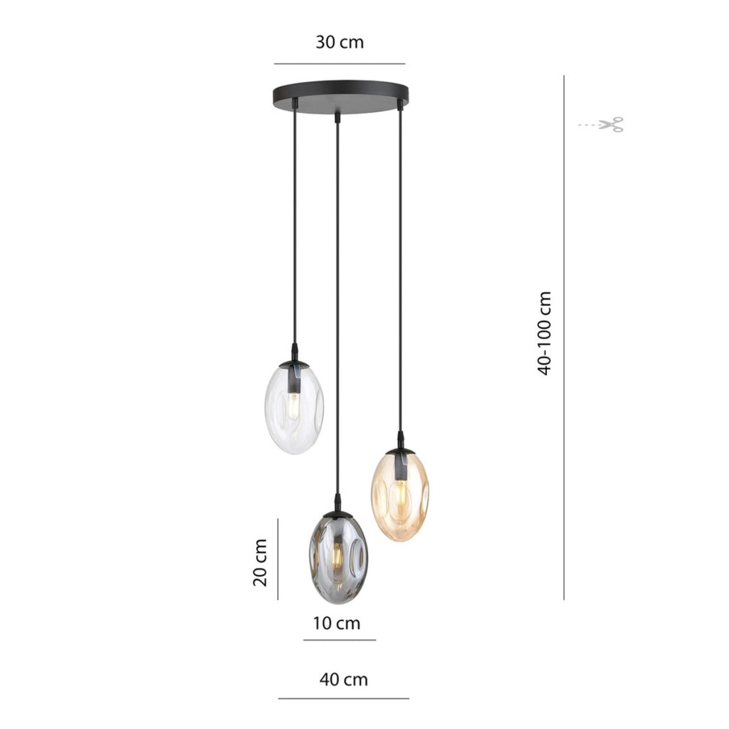 Lampada a sospensione Astral con paralumi in vetro mix
