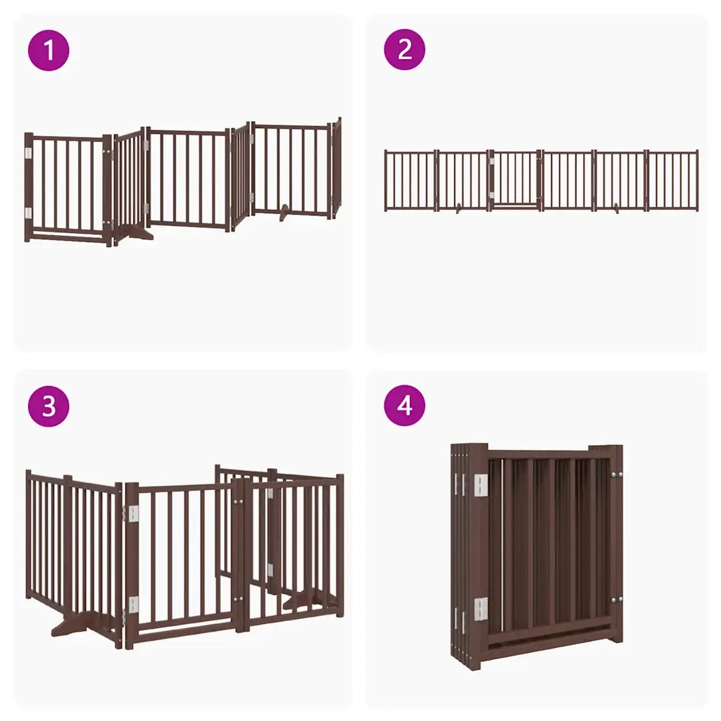 vidaXL Cancello Cani Pieghevole Marrone 6Pannelli 300cm Massello Abete