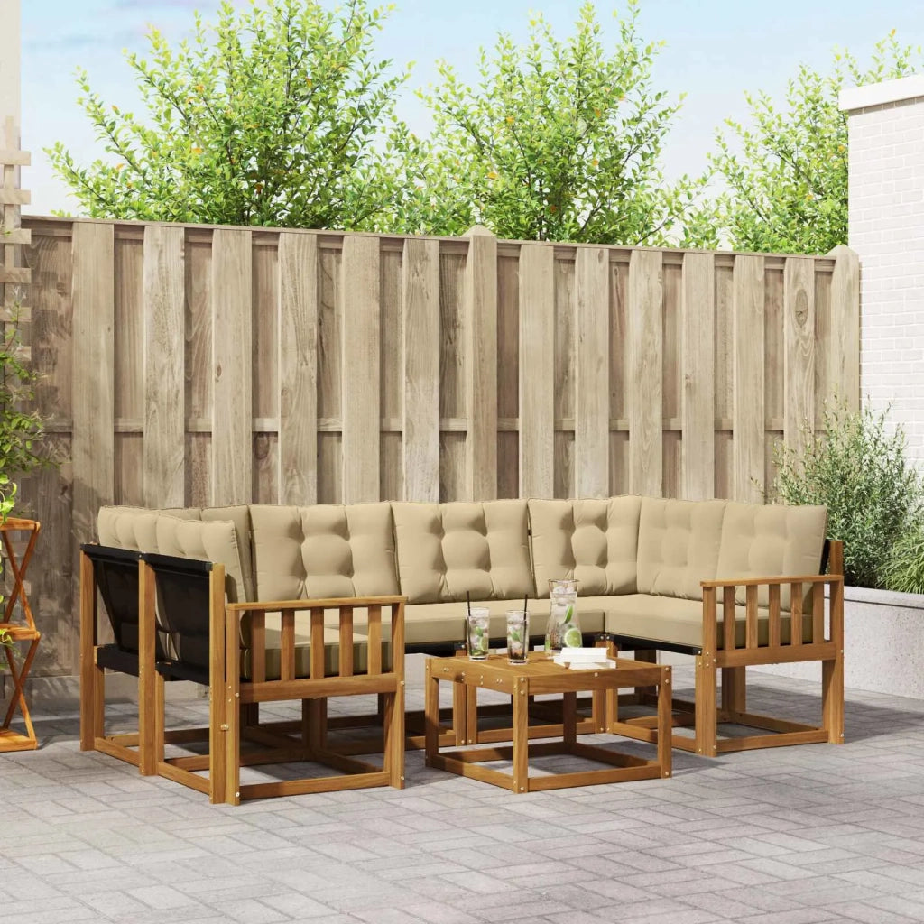 Set di divani da esterno con cuscino 7 pcs Naturale e Beige 3368448