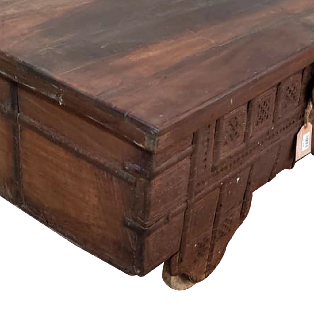 Tavolo baule legno metallo marrone 106x59x49h cm
