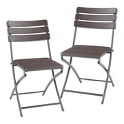 Set di 2 sedie pieghevoli da esterno per giardino campeggio e patio 81 x 46 x 58 cm effetto legno marrone 03_0009637