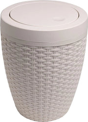 Emme rotonda da bagno con coperchio oscillante in faux rattan - Tela Calico L 225 cm B 225 cm H 29 cm