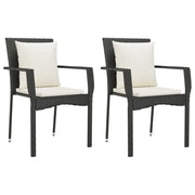 Sedie da Giardino con Cuscini 2 pz | Sedie da Esterno in Polyrattan Nere