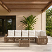 Set Divano da Giardino 7 pz Beige e Bianco Crema polyrattan 3435426