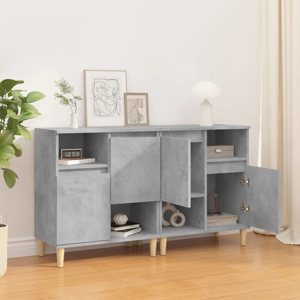 Credenze 2pz | Madia | Buffet da pranzo | Armadio da pranzo Grigio Cemento 60x35x70 cm in Legno Multistrato
