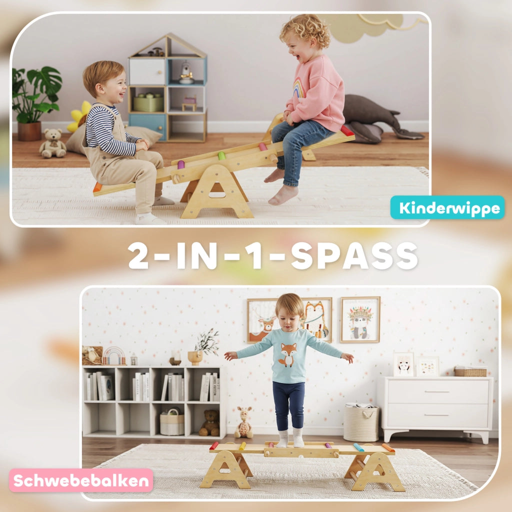 Bilanciere per Bambini 2 in 1 Wippe ¨C zephmum ¨C Legno 133x38x24 cm