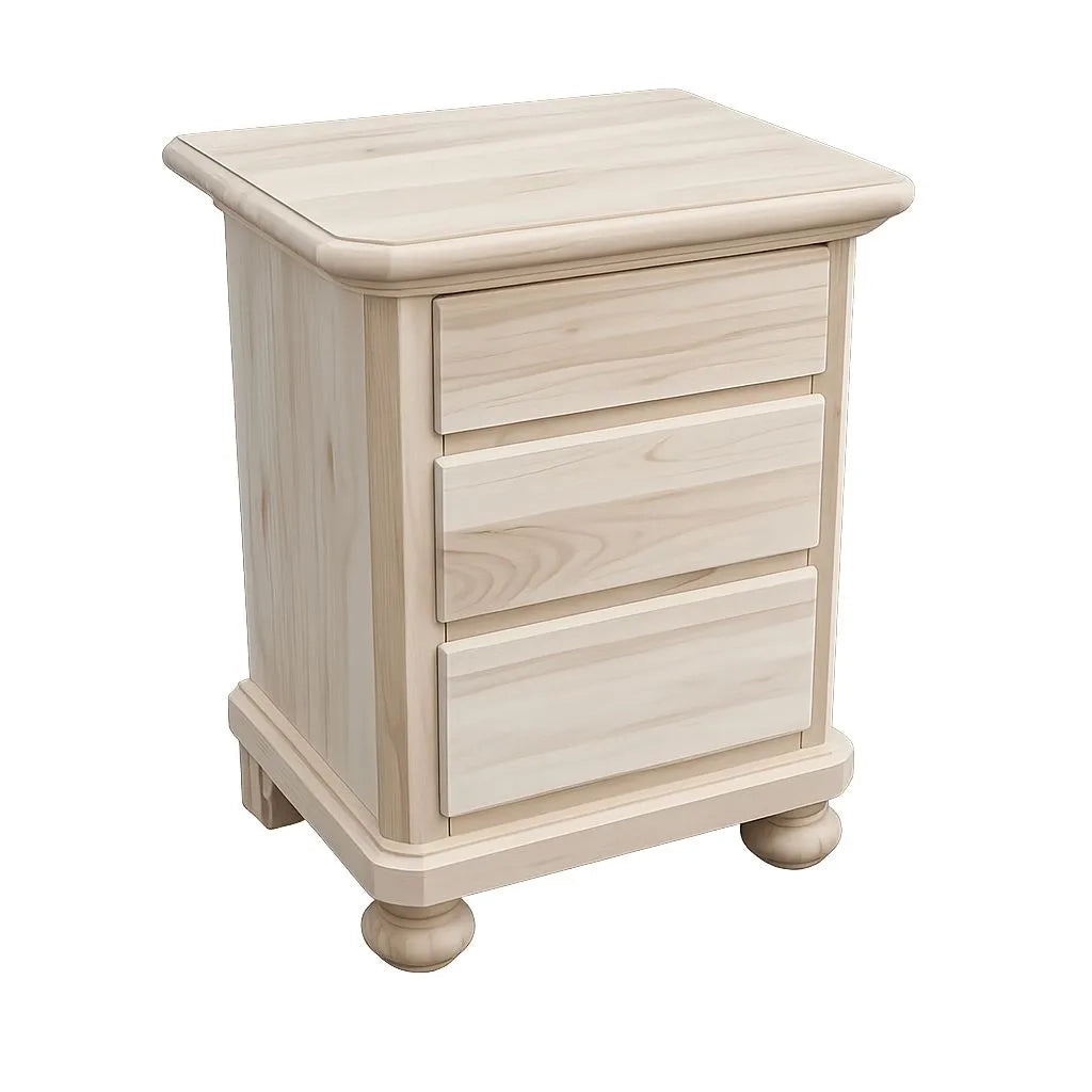 Comodino classico 3 cassetti legno grezzo 50x38x66 (453) - Mobili 2G