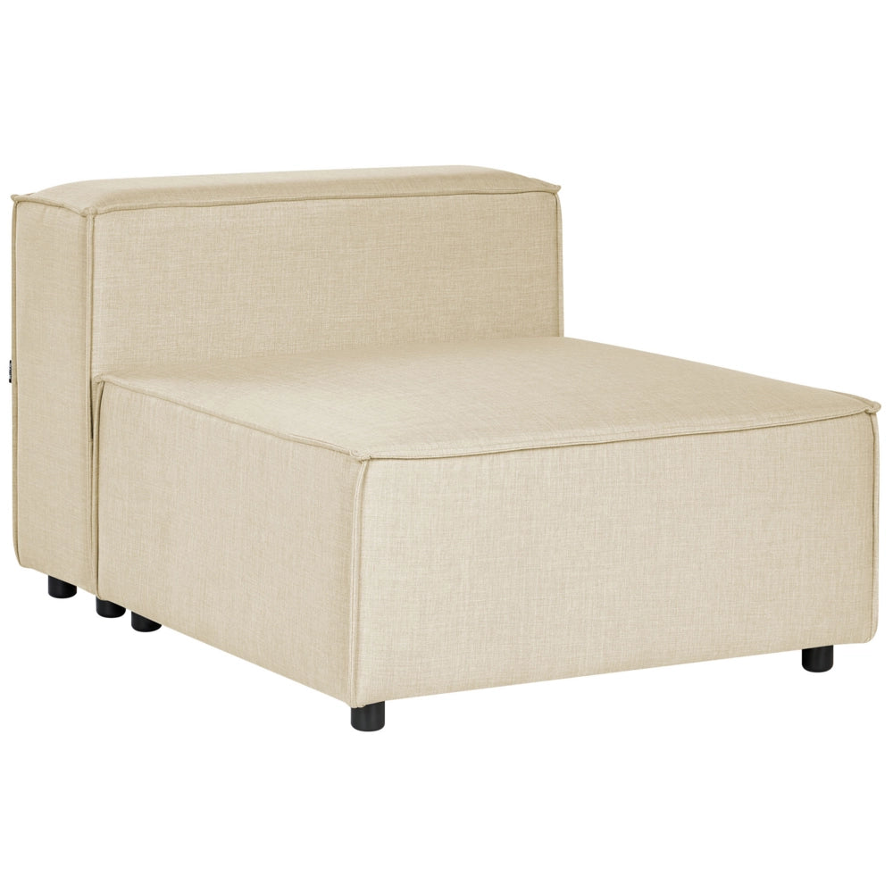 Poltrona modulare 1 posto rivestimento lino beige e gambe nere soggiorno stile moderno