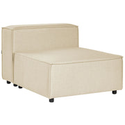 Poltrona modulare 1 posto rivestimento lino beige e gambe nere soggiorno stile moderno