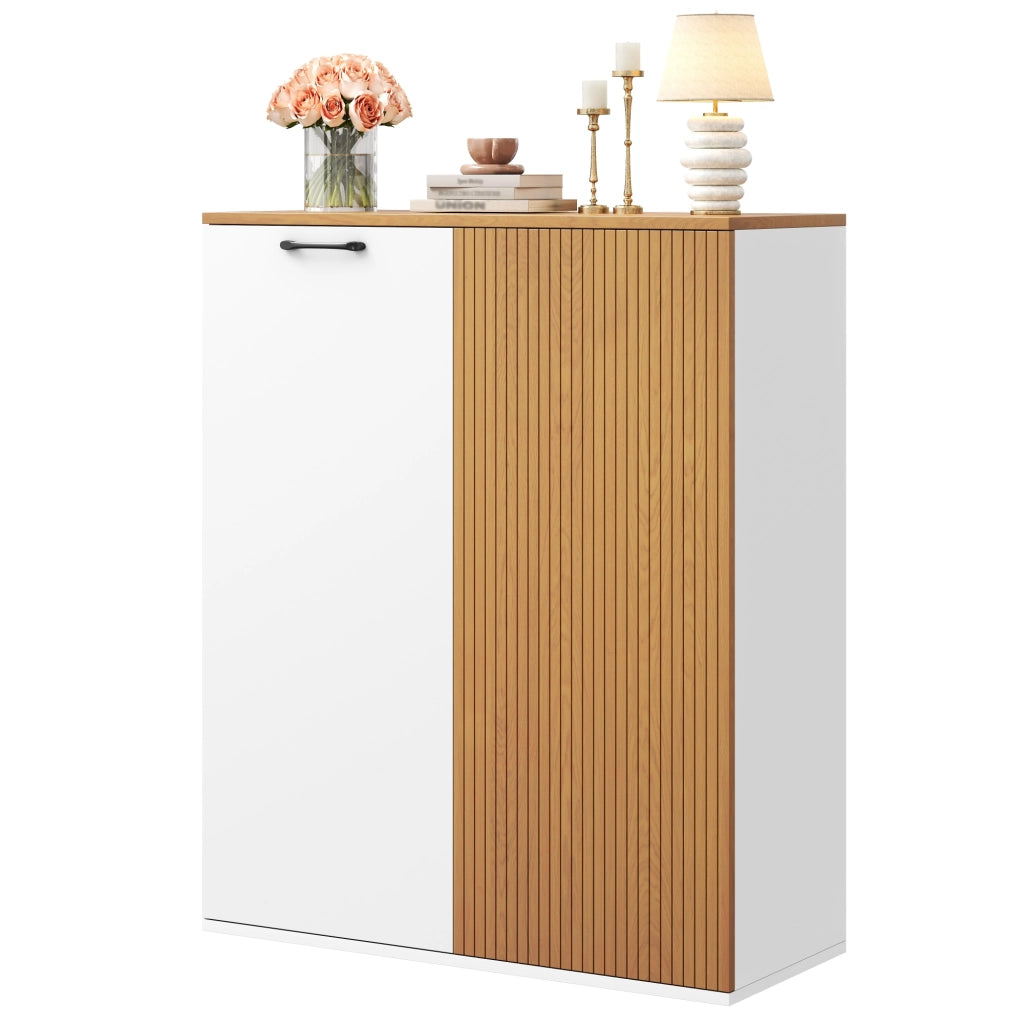 Armadio archivio 80x40x110 cm con cerniere soft-close in MDF bianco e rovere