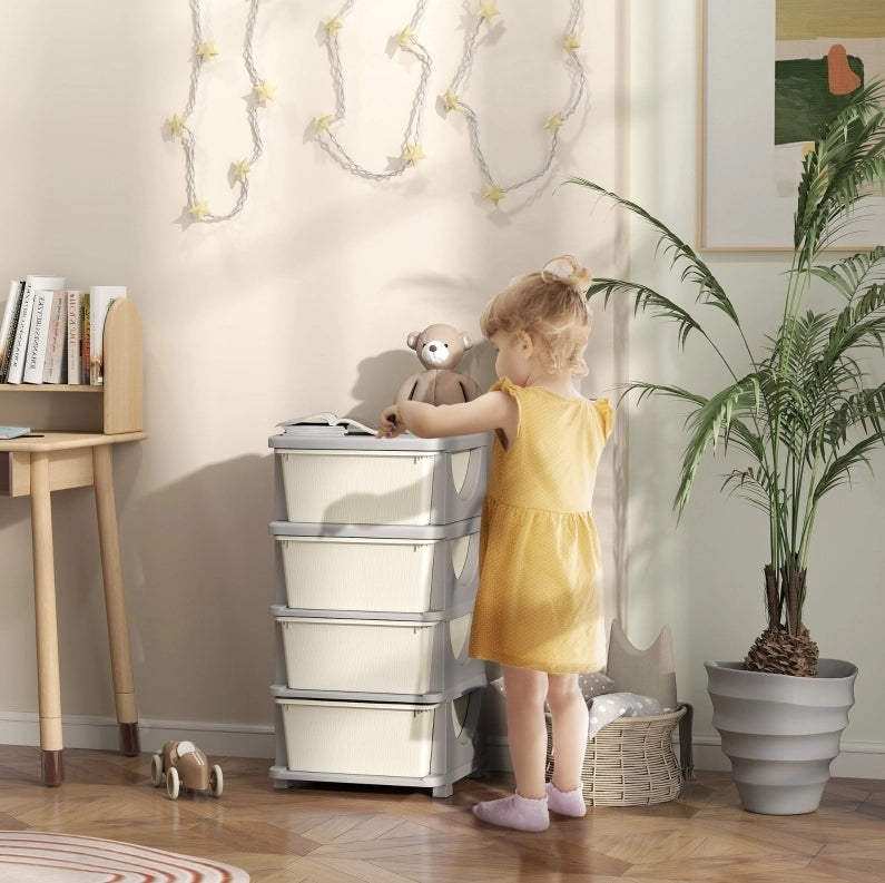 Scatola contenitore con quattro cassetti per bambini