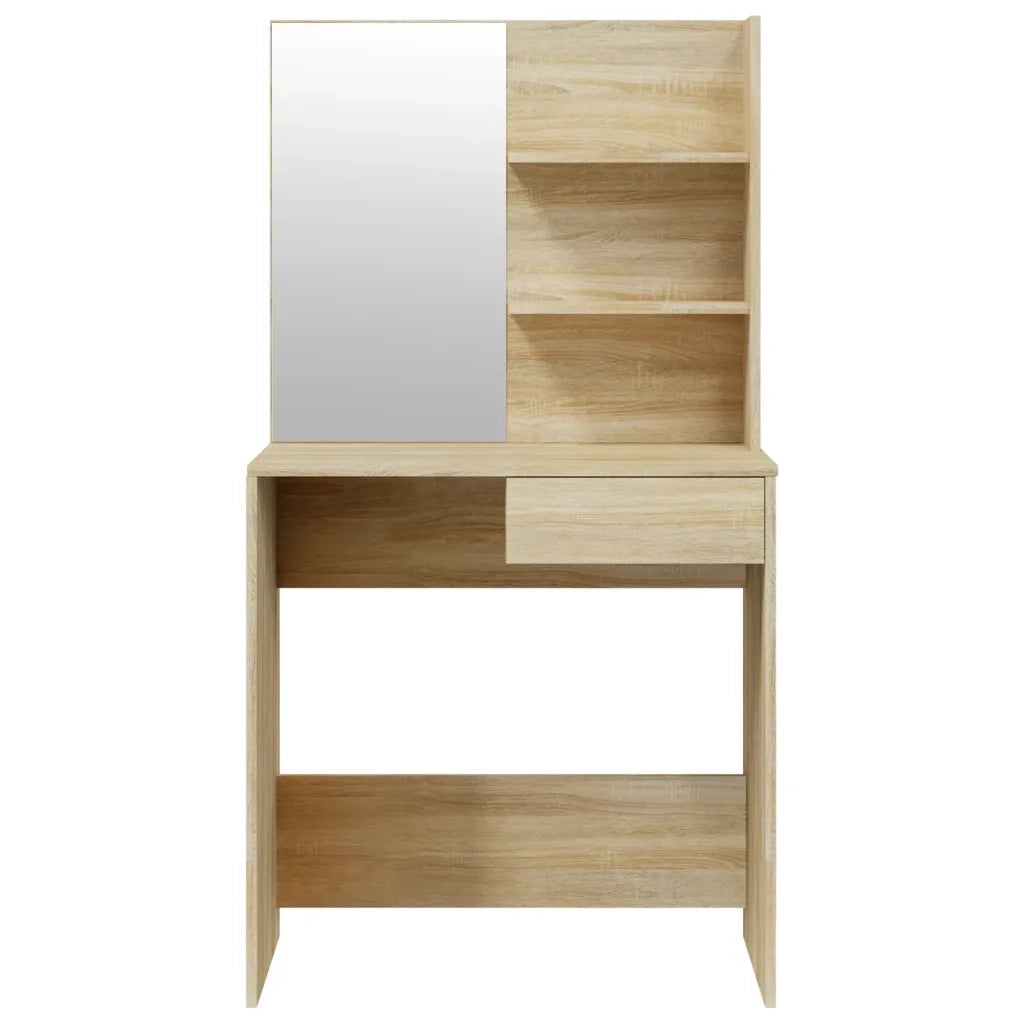 Toeletta | Tavolo da Trucco con Specchio Rovere Sonoma 74,5x40x141 cm