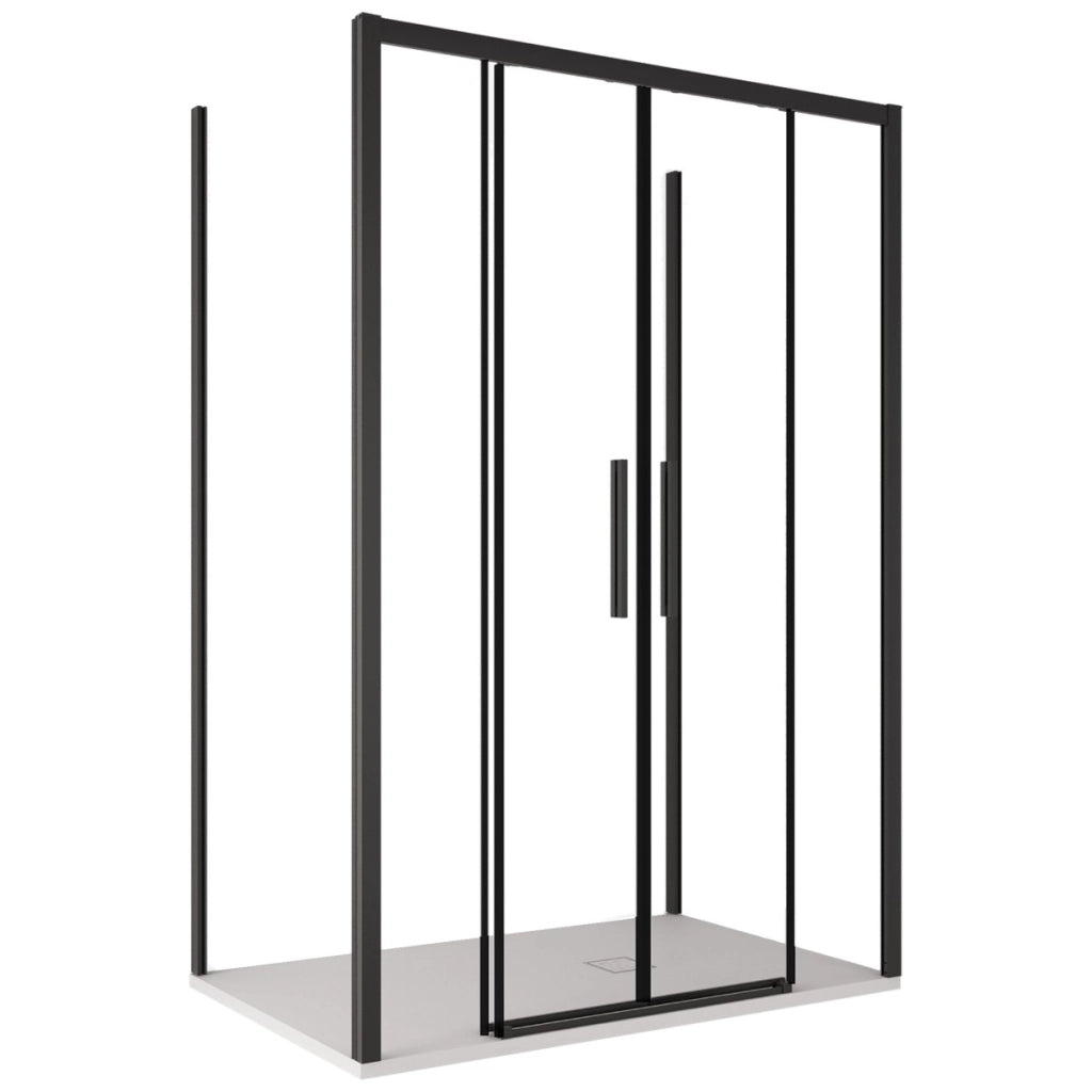 Box doccia tre lati con profili neri scorrevole cristallo 6mm h195 lagoa-trio, misura 80x160x80