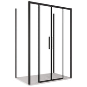 Box doccia tre lati con profili neri scorrevole cristallo 6mm h195 lagoa-trio, misura 80x160x80