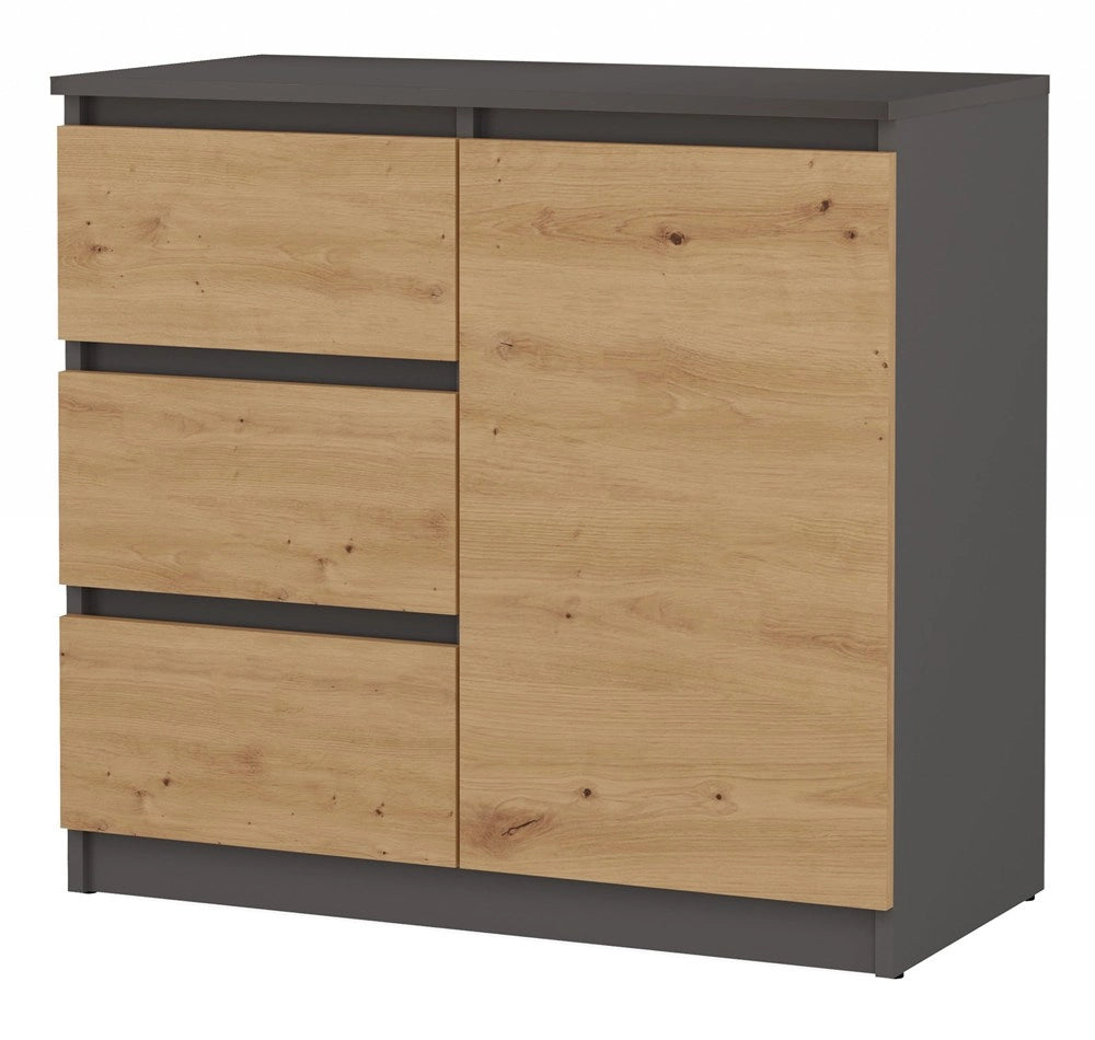 Cassettiera MALWA 1d3s antracite rovere artisan per camera e soggiorno