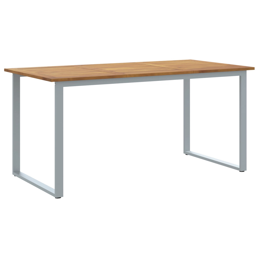 Tavolo da pranzo outdoor  Grigio 160x80x75 cm Acciaio e Legno Solid Acacia
