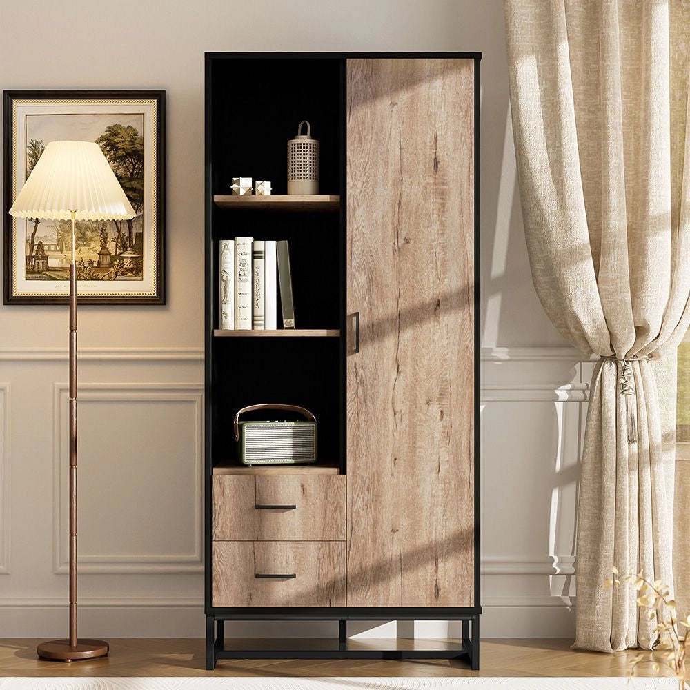 Armadio - Xylo - 80x40x180cm legno/nero 3 scomparti