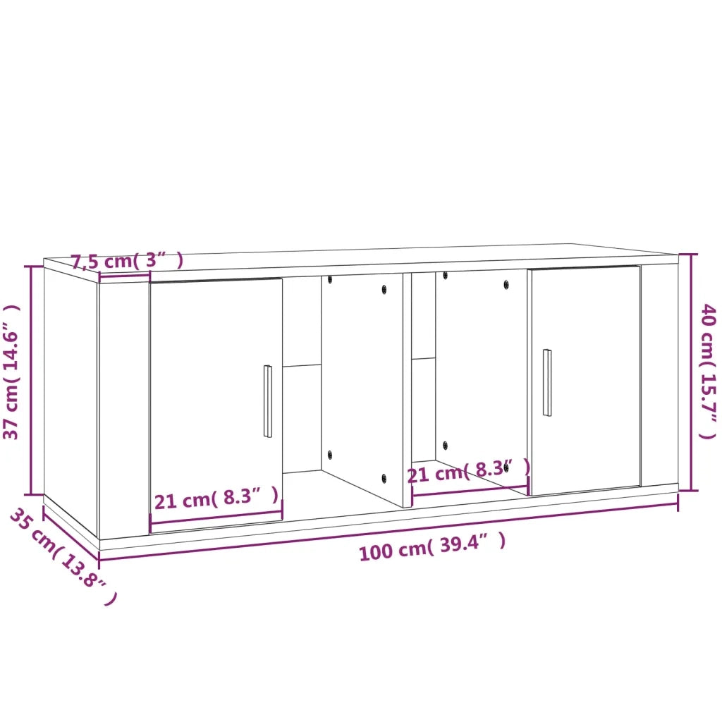 Mobile Porta TV Bianco 100x35x40 cm in Legno Multistrato 816800
