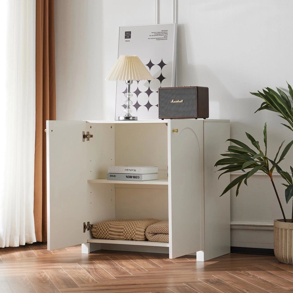 Credenza 2 Ante con Cassetti ¨C MINIMAL ¨C Bianco Crema 80x40x80 cm