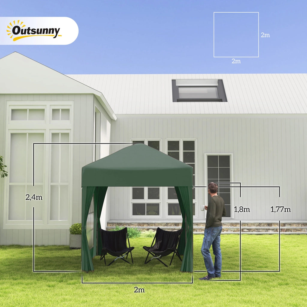 Gazebo pieghevole ¨C zephmum ¨C 2x2m verde scuro metallo