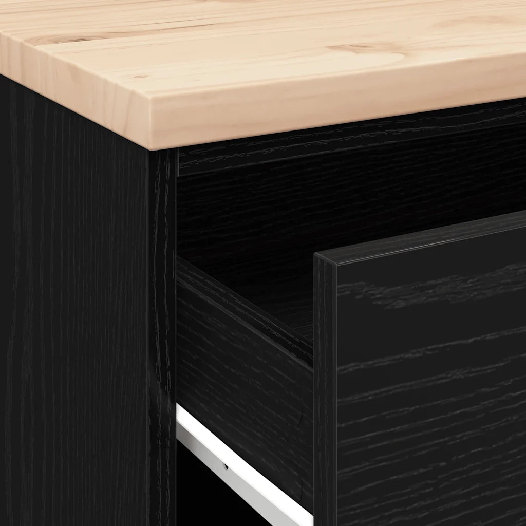 Armadietto da Garage Nero 60x51x85 cm in Legno Massello di Pino CFW1998630