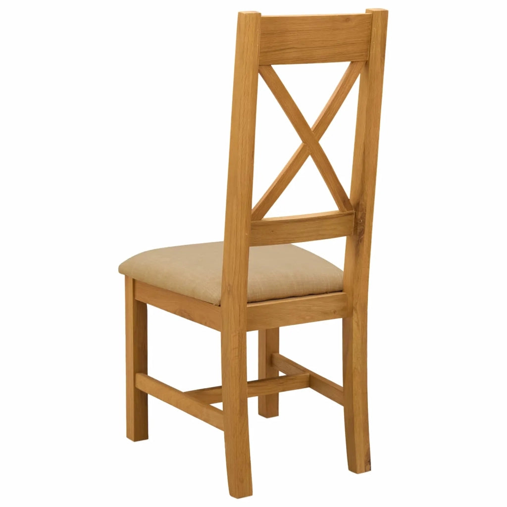 Sedia da pranzo 2 pcs Legno di Quercia Massello Beige 42039168