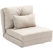 Poltrona Divano Letto Convertibile Poltrona 1 Posto con 1 Cuscino con Schienale Regolabile, Beige