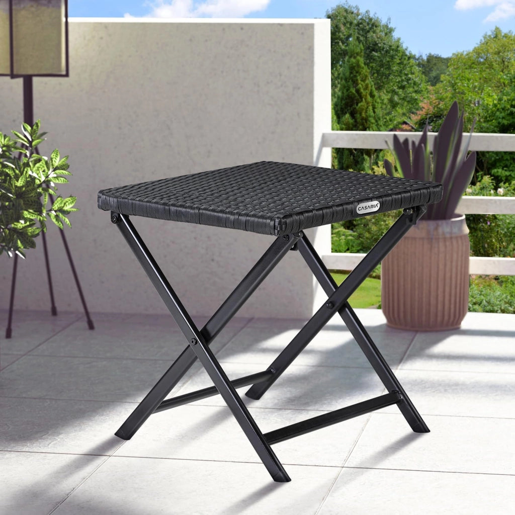 ® Set di 2 Sgabelli Pieghevoli in Polyrattan Max Carico 75 kg 44x40x44cm Giardino Terrazza Balcone Campeggio