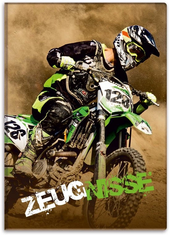 Certificato map con tema DIN A4 per documenti di certificazione - per bambini, giovani, studenti, ragazze (Motocross)