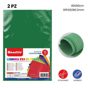 Trade Shop - 12pz Fogli In Gomma Eva Colore Verde Materiale Alta Qualità 40x60cm Spess 2mm -