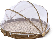 Servere da cibo in bambù - Mandolina da cibo rotonda con coperchio - 35 cm - Sostenibile e stile - Adatta per frutta e...